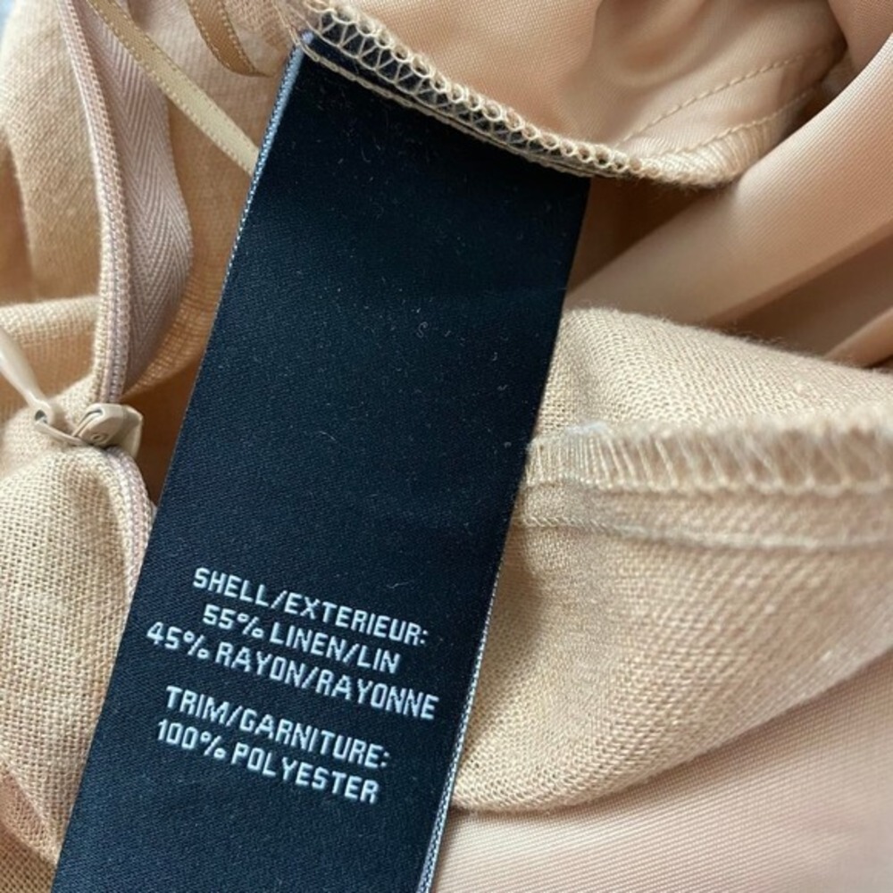 7 For All Mankind Women Wide Leg Linen Blend Trouser Pants Size M Tan Luxury NWT - Picture 6 of 11